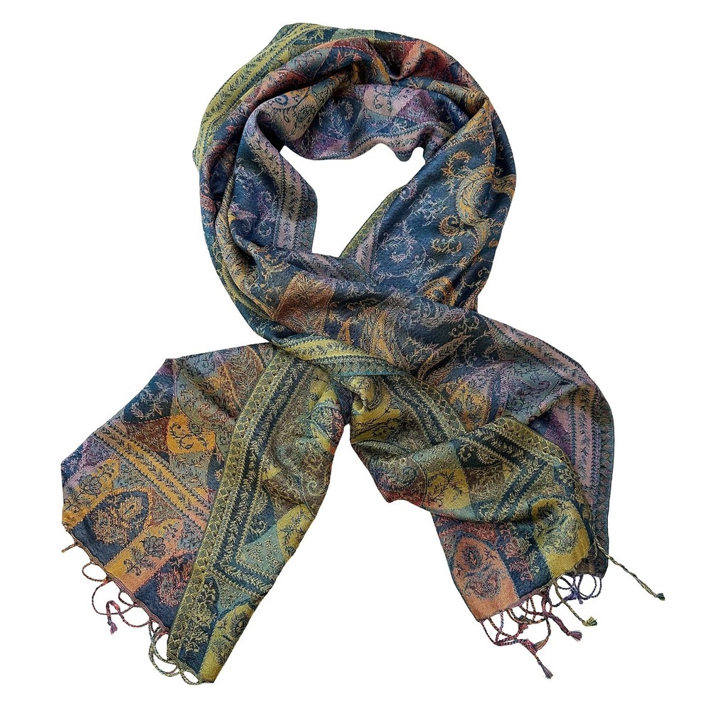 100% Silk Floral Paisley Pashmina-Style Scarf • multi-color • quiet luxury boho